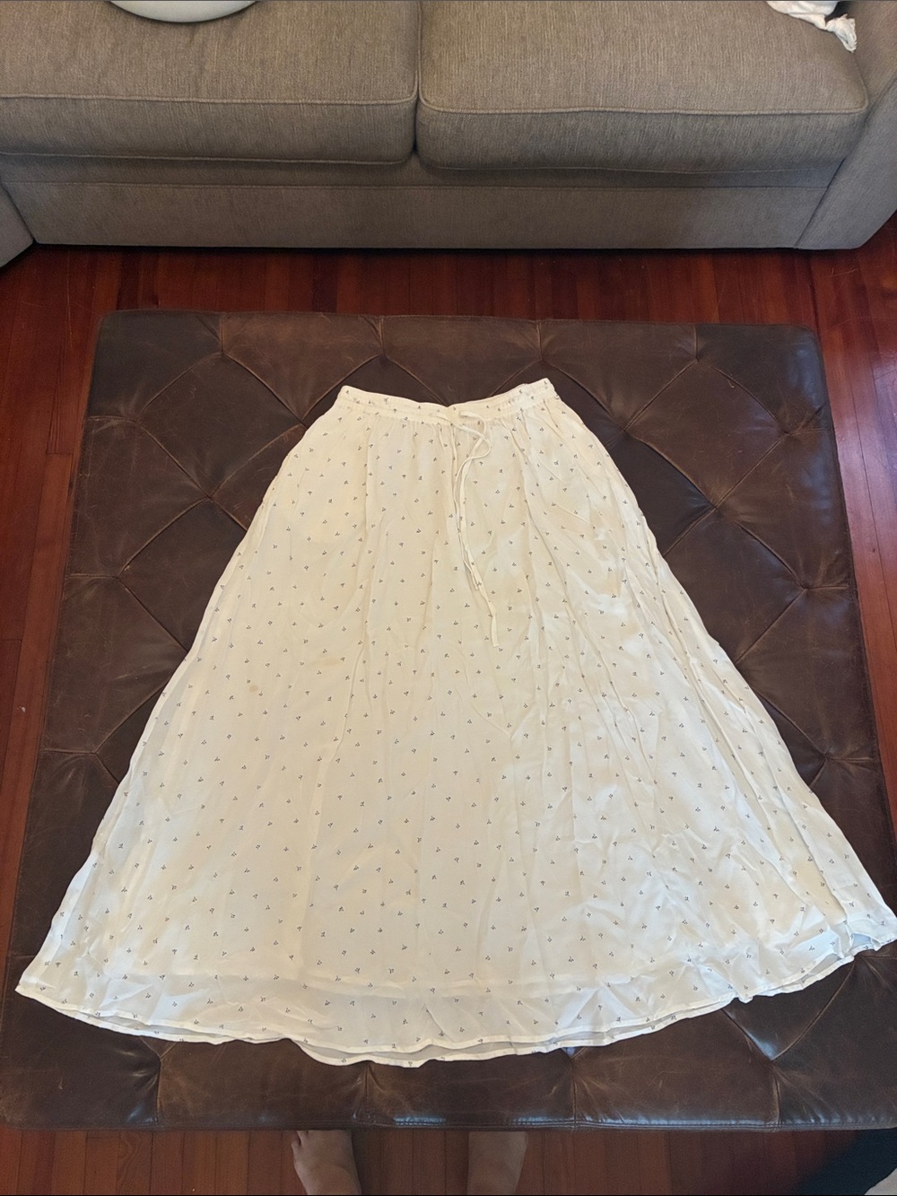The White Company Cream Midi Skirt with Tiny Dot Print